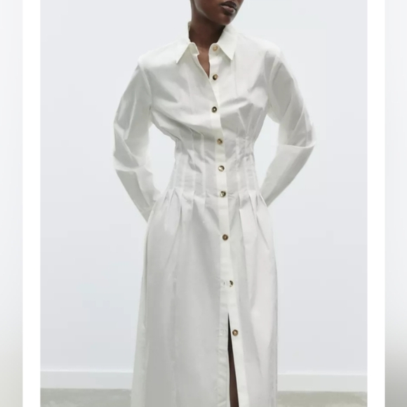 Zara Fitted Waist Poplin Dress - Picture 4 of 5